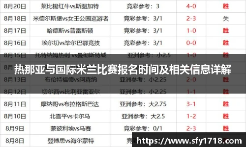 热那亚与国际米兰比赛报名时间及相关信息详解